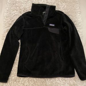 Patagonia pullover 1/4 zip black fleece sweater, size small